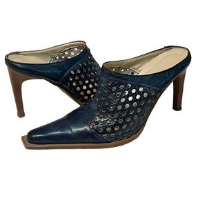 Woven Blue Mule Sandals – Made in Italy – Size EU38, US7.5